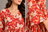 Red Floral Cotton Tiered Frock – DCKFL1-008