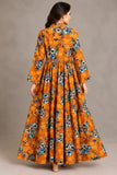 Orange Floral Cotton Collared Frock – DCKFL1-009