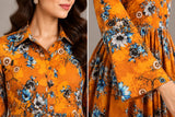 Orange Floral Cotton Collared Frock – DCKFL1-009