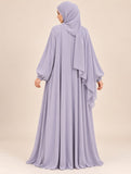 DC20070 – Purple Pleated Nida Abaya with Matching Headscarf