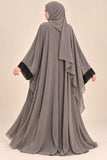 DC20073 Bead-Embellished Open Abaya with Tassel Detail