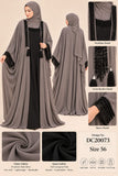 DC20073 Bead-Embellished Open Abaya with Tassel Detail