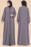 DC20075 Zip-Front Abaya with Heart Zip Pull