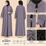 DC20075 Zip-Front Abaya with Heart Zip Pull