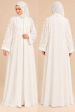Floral Embroidered Sleeve Abaya with Scarf DC20076