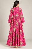 Pink Floral Cotton Frock with Tie Neck – DCKFL1-010