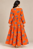 Orange Floral Cotton Tiered Frock DCKFL1-013