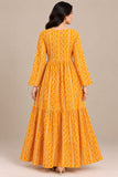 Mustard Yellow Geometric Print Cotton Frock – DCKFL1-016