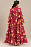 DCKFL1-017 Deep Red Floral Cotton Frock