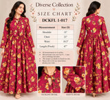 DCKFL1-017 Deep Red Floral Cotton Frock