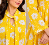 Yellow Daisy Print Cotton Frock DCKFL1-020