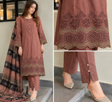 Dusty Rose Embroidered Cotton 3-Piece Suit | DCKB20-76