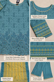 DCKB 20-86 Teal Blue Embroidered Cotton 3-Piece Suit