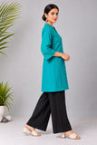 DCKHL10003 – Turquoise Cotton Button-Front Kurti