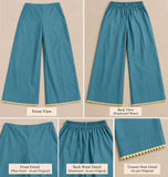 DCKB 20-86 Teal Blue Embroidered Cotton 3-Piece Suit