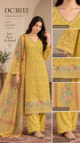 Mustard Yellow Cotton Three-Piece Suit with Floral Dupatta | DC3033