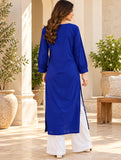 DCKFL1001 – Royal Blue Cotton Tassel Kurti