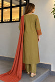 DC 20-88 Olive Green Embroidered Cotton 3-Piece Suit