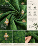 Green Embroidered Cotton Three-Piece Suit | DC2045