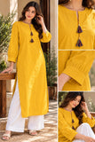 DCKFL1005 – Yellow Cotton Tassel Kurti