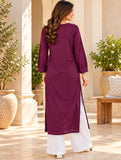DCKFL1002 – Plum Cotton Tassel Kurti