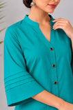 DCKHL10003 – Turquoise Cotton Button-Front Kurti