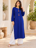 DCKFL1001 – Royal Blue Cotton Tassel Kurti