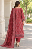 DCK 20-90 Maroon Paisley Embroidered Cotton 3-Piece Suit