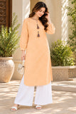 DCKFL1-006 – Peach Cotton Tassel-Detail Kurti