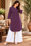 DCKGL1006 – Purple Cotton Button-Detail Kurti