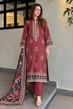 DCK 20-89 Maroon Floral Cotton 3-Piece Suit