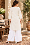 DCKGL1005 – Ivory Cotton Button-Detail Kurti