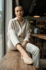 Elegant White Khusa with Intricate Golden Embroidery DC201 - Image 5