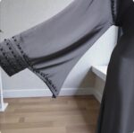 Silver Ash Beaded Abaya DC4017 - Image 4