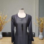 Silver Ash Beaded Abaya DC4017