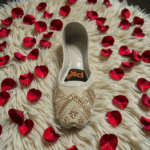 Elegant White Khusa with Intricate Golden Embroidery DC201 - Image 2