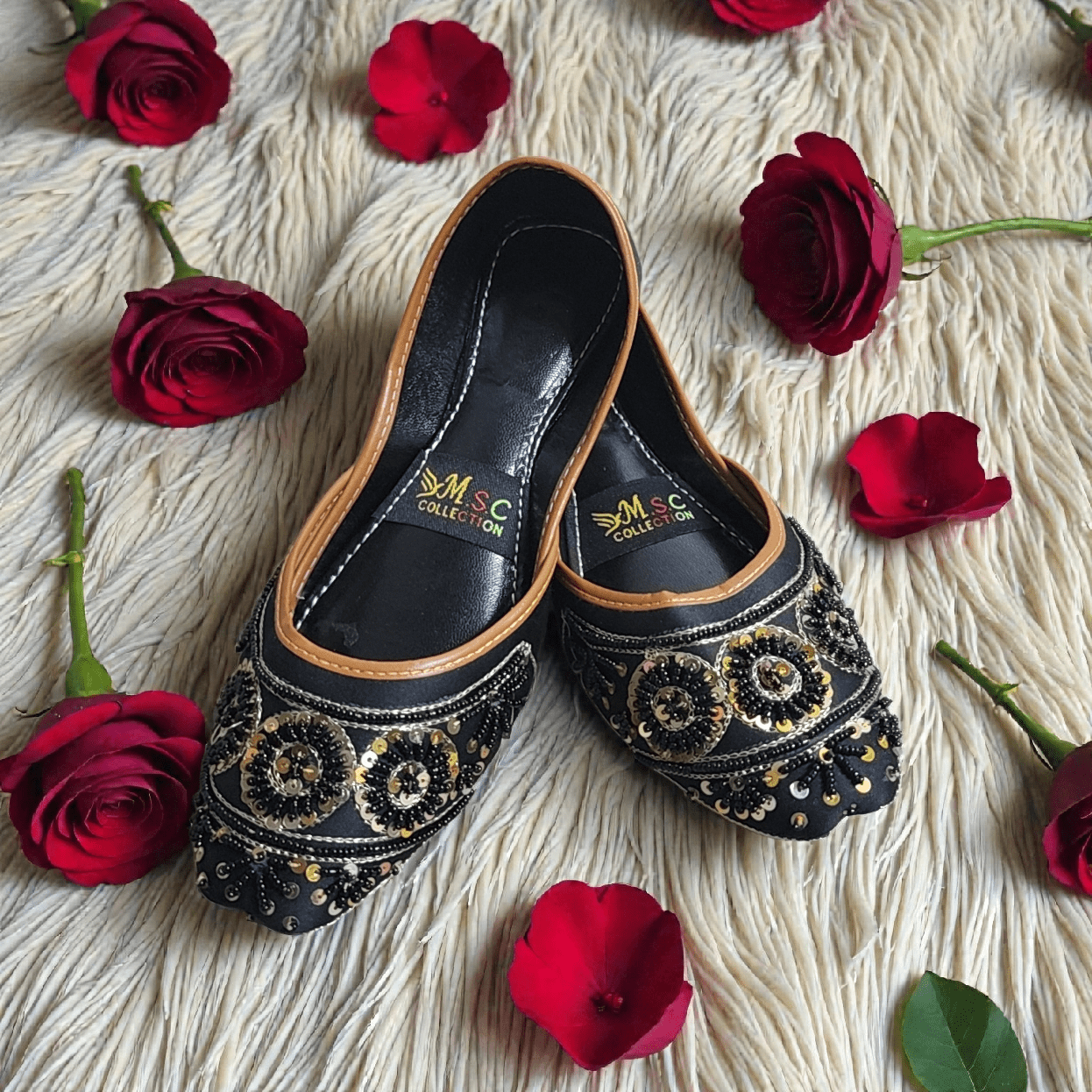 Snapchat-21359233 Regal Black Khusa with Luxurious Golden Embroidery DC206 - Image 1