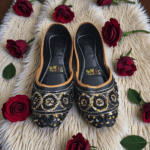 Regal Black Khusa with Luxurious Golden Embroidery DC206 - Image 2